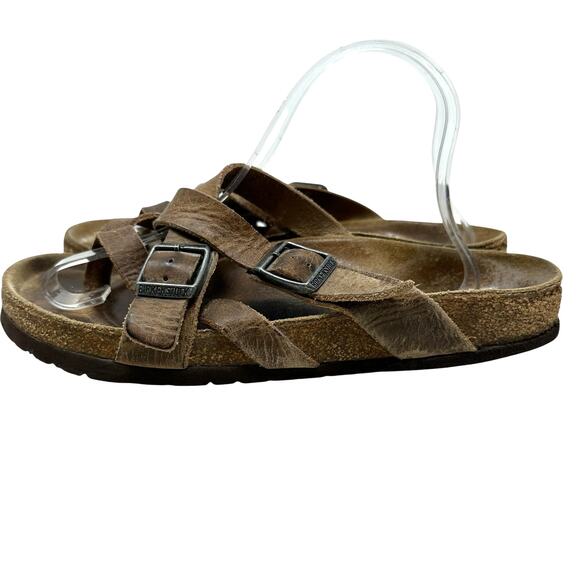 Birkenstock Temara Sandals Leather Buckle Flat Brown Size 41 US 10 10.5 - Picture 11 of 14